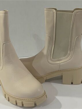 Cream Chunky Chelsea Ankle Boots - Modern Platform Booties